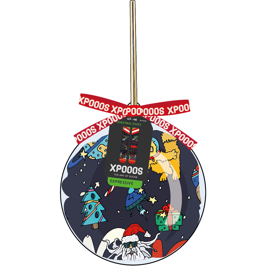 XPOOOS sokken met Xmas bauble space dome print