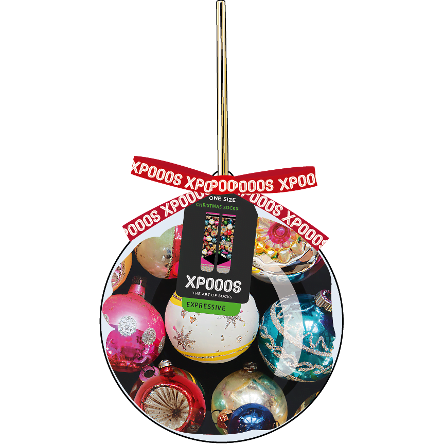 XPOOOS sokken met Xmas bauble shiny baubles print