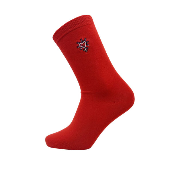 Unisex sokken met hart borduursel rood