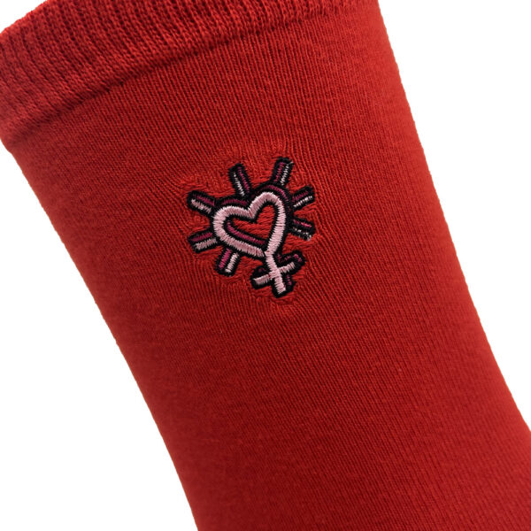 Unisex sokken met hart borduursel rood - Afbeelding 2