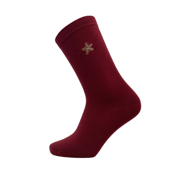 Unisex sokken met ster borduursel bordeaux