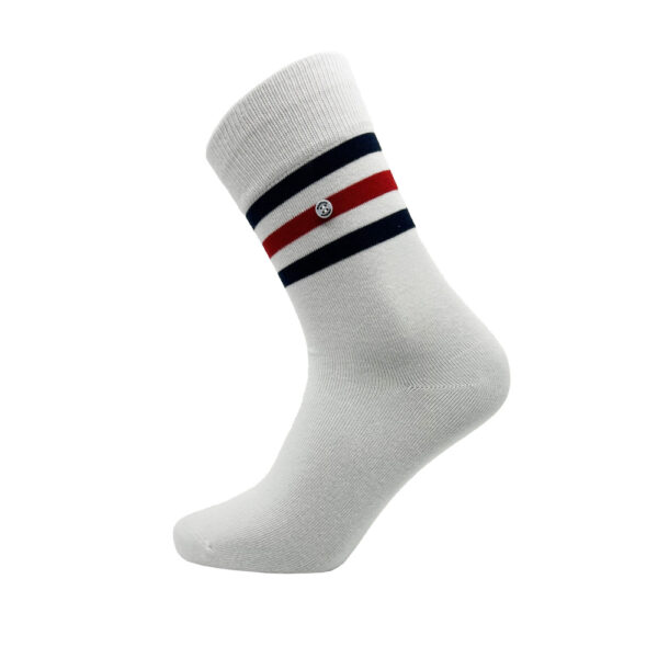 Unisex sokken met strepen wit, rood en blauw
