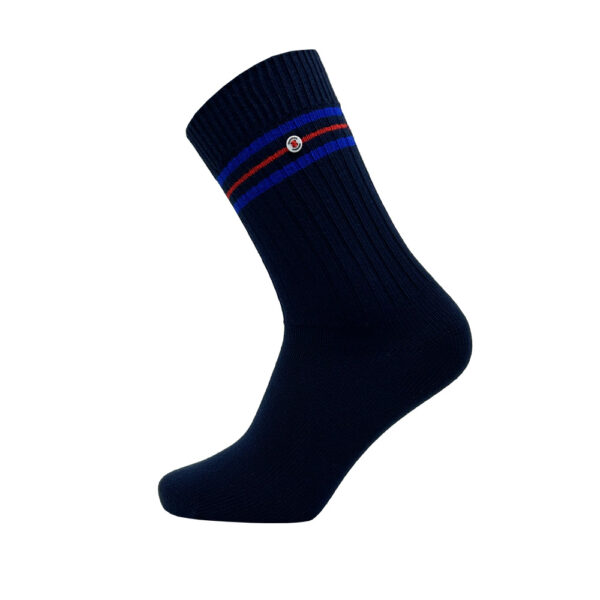Unisex ribgebreide sokken met strepen donkerblauw