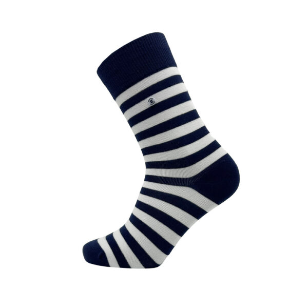 Unisex gestreepte sokken marineblauw en wit