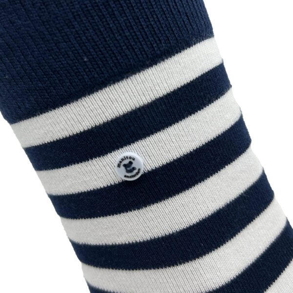 Unisex gestreepte sokken marineblauw en wit - Afbeelding 2