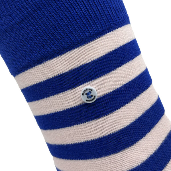 Unisex gestreepte sokken blauw en poederroze - Afbeelding 2