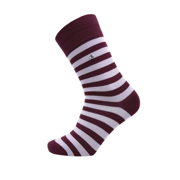 Unisex gestreepte sokken bordeaux en oudroze