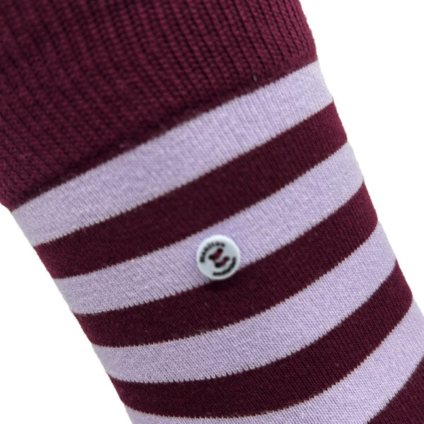 Unisex gestreepte sokken bordeaux en oudroze - Afbeelding 2
